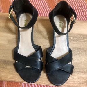 Black sandals with wedge and Mary Jane strap size 10